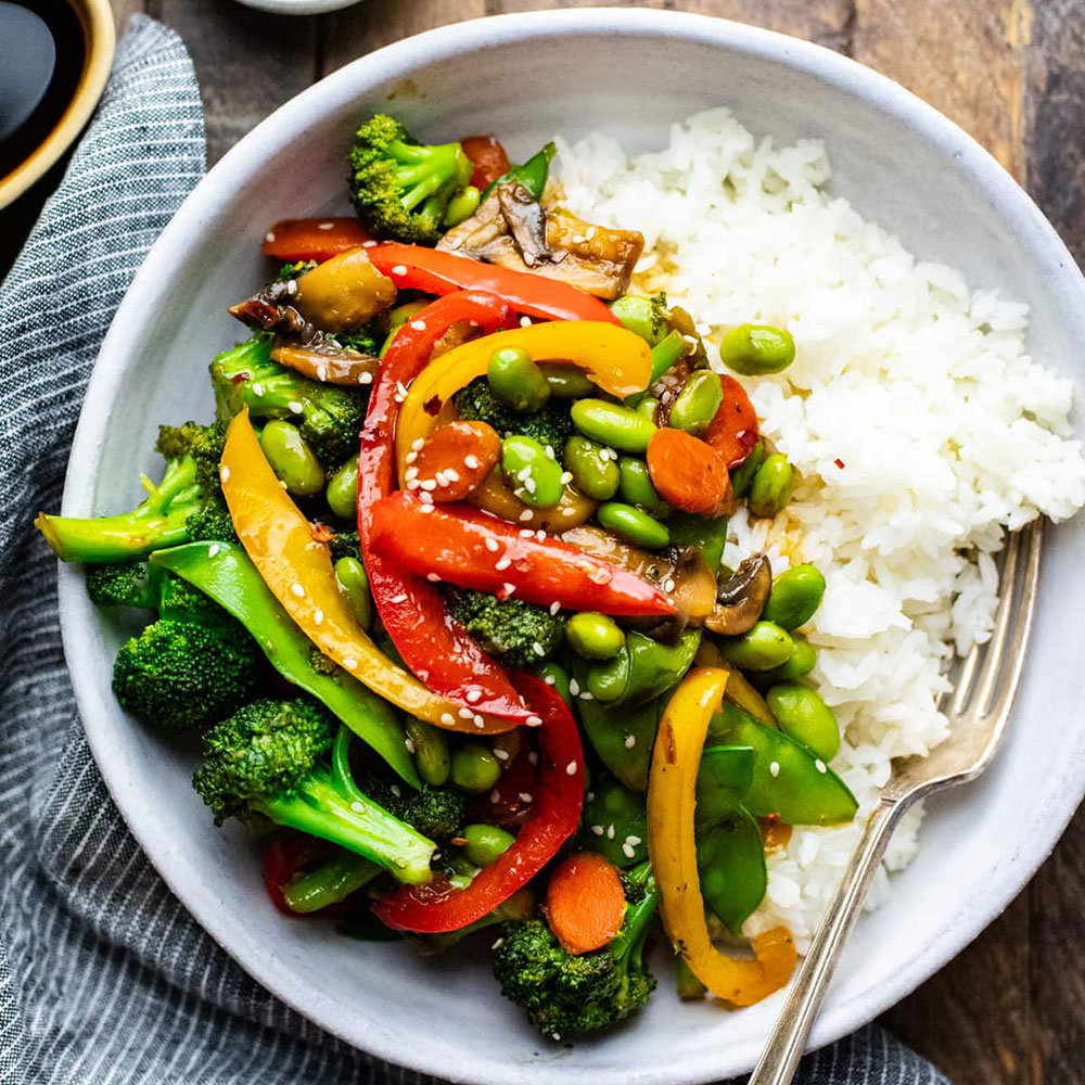 Stir Fried Vegetables with Steamed Rice